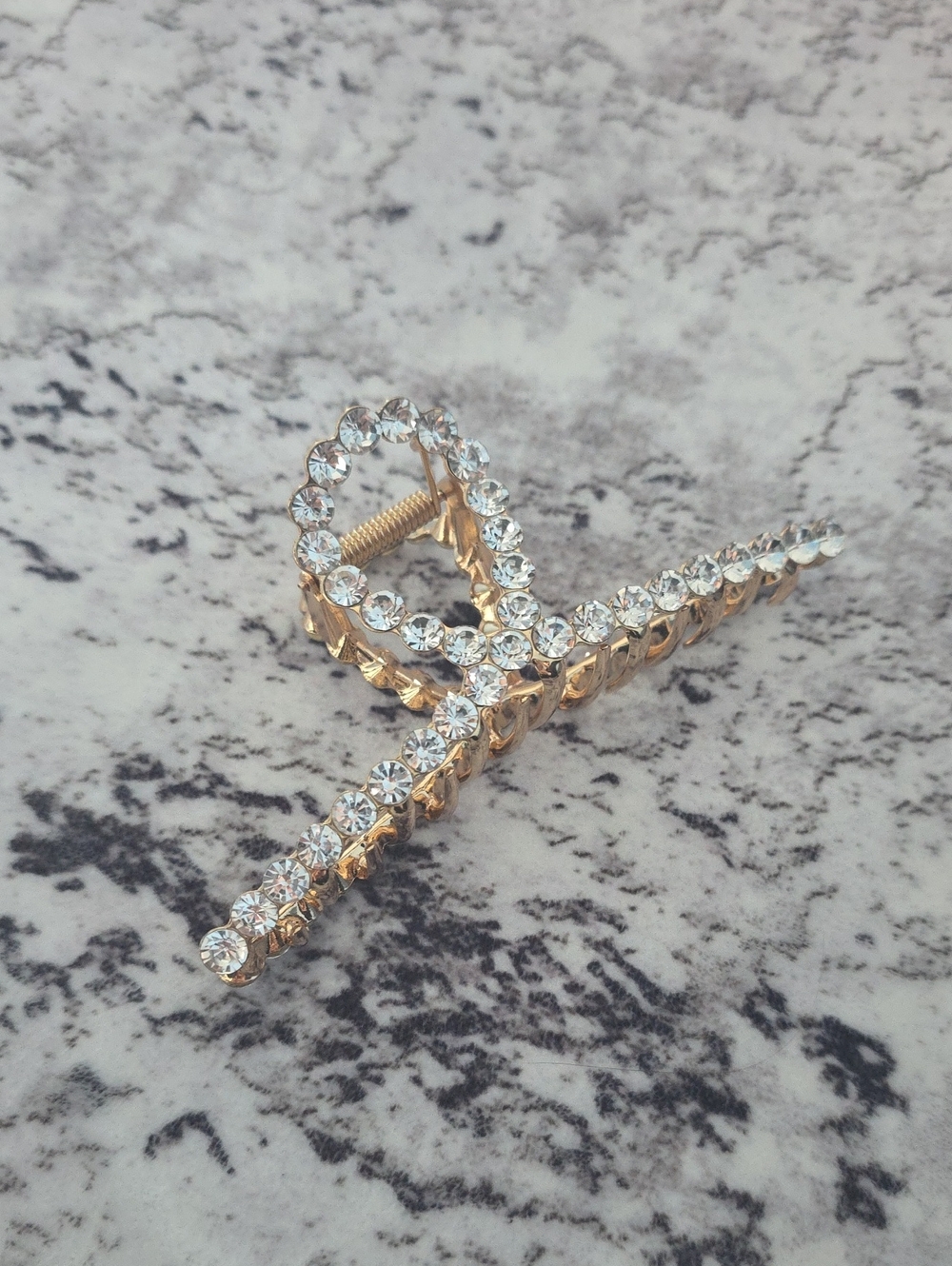 Gold-Tone Crystal Hair Clip - Clear Rhinestone Accent